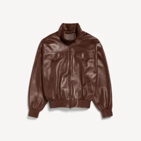 Men’s high collar bomber in castor