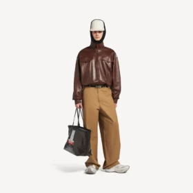Men’s high collar bomber in castor