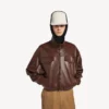 Men’s high collar bomber in castor