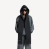 Men’s hooded scarf in faded black