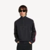 Men’s hybrid zip-up sweater in dark grey Men’s hybrid zip-up sweater in dark grey