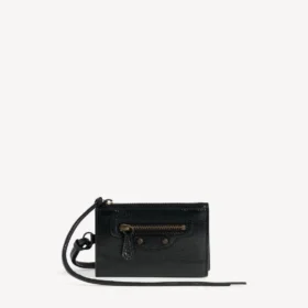 Men’s le city trifold wallet on strap in black