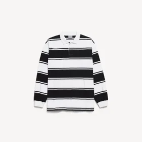 Men’s long sleeve polo in black/white