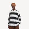 Men’s long sleeve polo in black/white Men’s long sleeve polo in black/white