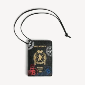 Men’s passport card holder charm in black/multicolor