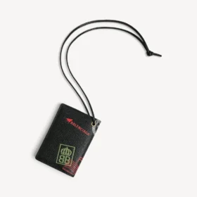 Men’s passport card holder charm in black/multicolor