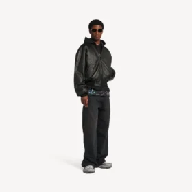 Men’s patched hooded jacket in black