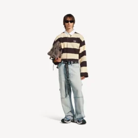 Men’s polo shirt in dark brown/beige