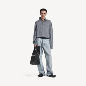 Men’s poloneck sweater in heather grey Men’s poloneck sweater in heather grey
