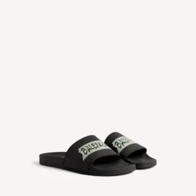Men’s pool slide sandal in black/white