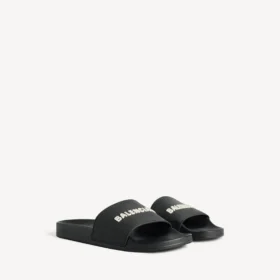 Men’s pool slide sandal in black/white