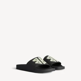 Men’s pool slide sandal in black/yellow