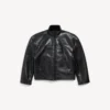 Men’s shearling zip-up jacket in black