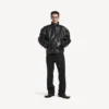 Men’s shearling zip-up jacket in black