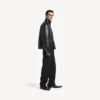 Men’s shearling zip-up jacket in black