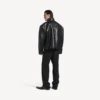 Men’s shearling zip-up jacket in black