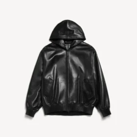 Men’s short hooded coat in black