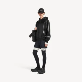 Men’s short hooded coat in black