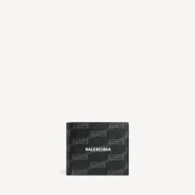 Men’s signature square folded wallet bb monogram coated canvas in black/grey Men’s signature square folded wallet bb monogram coated canvas in black/grey