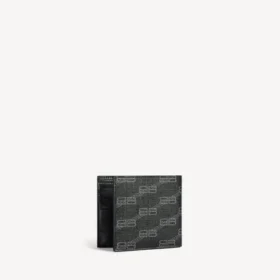 Men’s signature square folded wallet bb monogram coated canvas in black/grey Men’s signature square folded wallet bb monogram coated canvas in black/grey