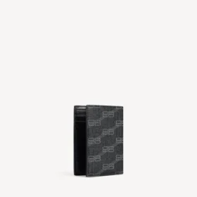 Men’s signature vertical bifold wallet bb monogram coated canvas in black/grey Men’s signature vertical bifold wallet bb monogram coated canvas in black/grey