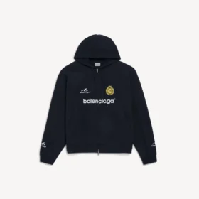 Men’s soccer oversized zip-up hoodie in black