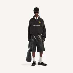 Men’s soccer tracksuit jacket in black