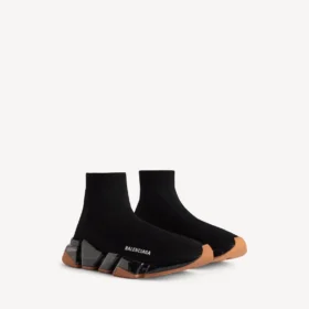 Men’s speed 2.0 full clear sole recycled knit sneaker in black/orange Men’s speed 2.0 full clear sole recycled knit sneaker in black/orange