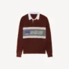 Men’s sporty block patched polo in burgundy/multicolor Men’s sporty block patched polo in burgundy/multicolor
