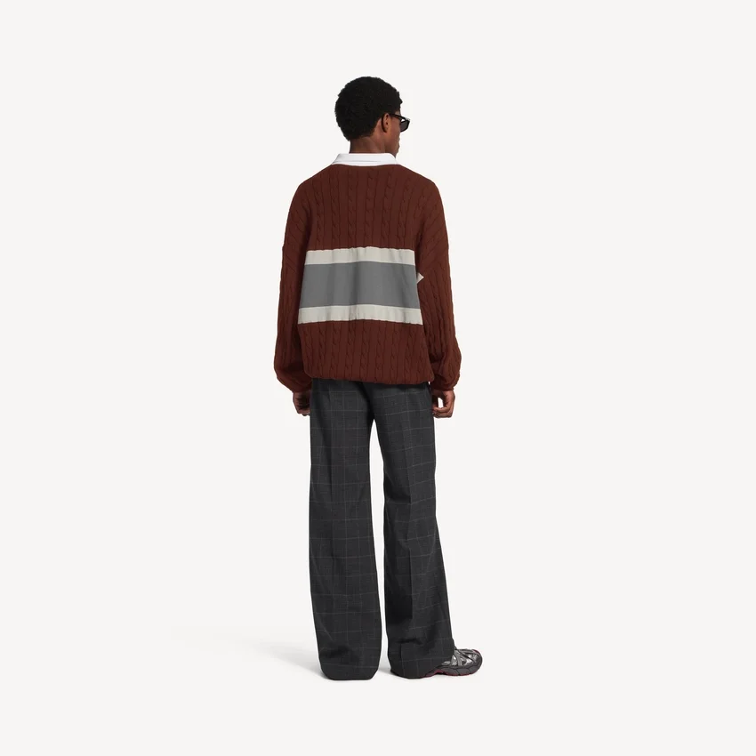 Men’s sporty block patched polo in burgundy/multicolor Men’s sporty block patched polo in burgundy/multicolor