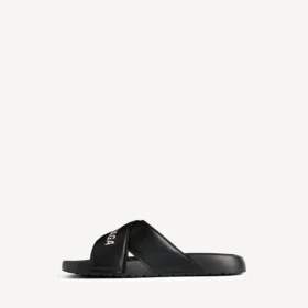 Men’s sporty pool slide sandal in black/white