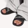 Men’s sporty pool slide sandal in black/white Men’s sporty pool slide sandal in black/white