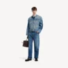 Men’s squeeze denim motorcycle jacket in dark blue Men’s squeeze denim motorcycle jacket in dark blue