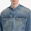 Men’s squeeze denim motorcycle jacket in dark blue Men’s squeeze denim motorcycle jacket in dark blue