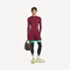 Men’s techwear fitted long sleeve top in burgundy/aqua Men’s techwear fitted long sleeve top in burgundy/aqua