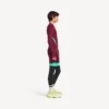 Men’s techwear fitted long sleeve top in burgundy/aqua Men’s techwear fitted long sleeve top in burgundy/aqua