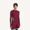 Men’s techwear fitted long sleeve top in burgundy/aqua Men’s techwear fitted long sleeve top in burgundy/aqua