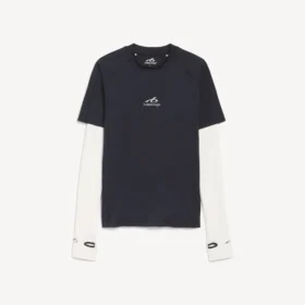 Men’s techwear long sleeve t-shirt in navy/white