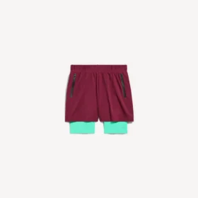 Men’s techwear shorts in burgundy/aqua