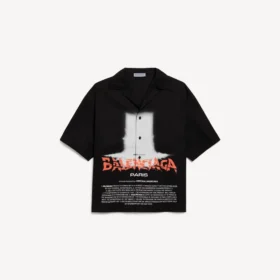 Men’s the door bowling short sleeve shirt in black