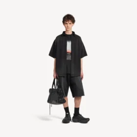 Men’s the door denim hybrid short sleeve shirt in black