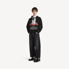 Men’s the door oversized zip-up hoodie in black