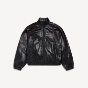 Men’s tracksuit jacket in black/burgundy