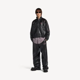 Men’s tracksuit jacket in black/burgundy