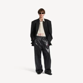 Men’s tracksuit pants in black/burgundy