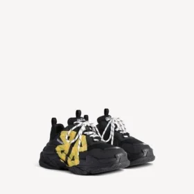 Women’s triple s tape type sneaker in black/yellow