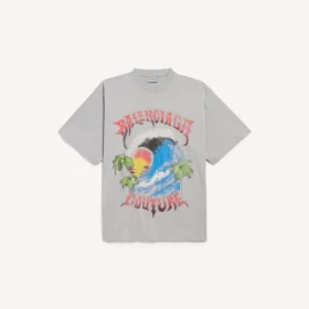Men’s vintage surfer oversized t-shirt in balenciaga grey