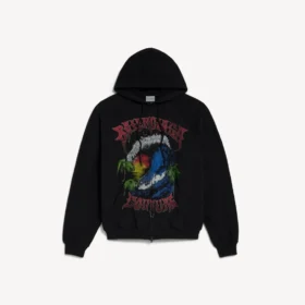 Men’s vintage surfer zip-up hoodie in black