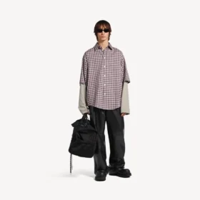 Men’s wrong sleeve shirt in red/navy