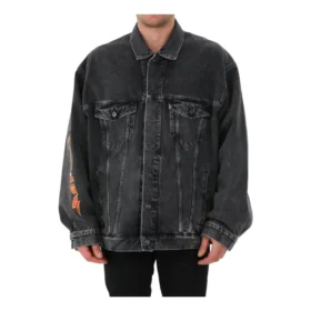 Metallica Oversized Denim Jacket “Washed Black Orange” 694504TBP471055